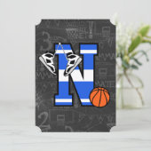 Persoonlijk Initiaal Basketball Letter N Kaart (Staand voorkant)