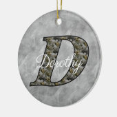 Persoonlijk initiaal D Hydrangeabloemen Monogram Keramisch Ornament (Links)