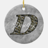 Persoonlijk initiaal D Hydrangeabloemen Monogram Keramisch Ornament (Achterkant)