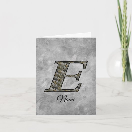 Persoonlijk initiaal E-hydrangeabloemen monogram Notitiekaartje (Voorkant)