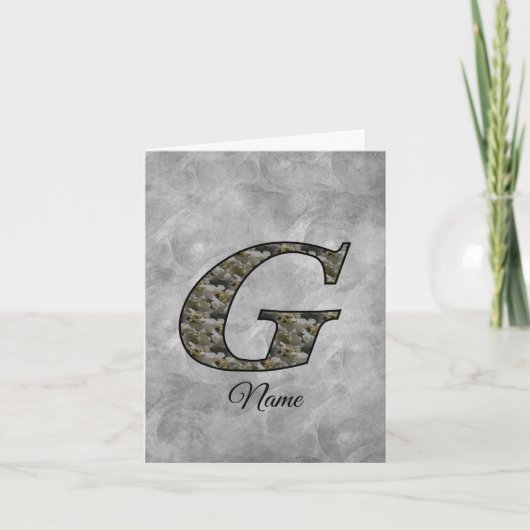 Persoonlijk initiaal G Hydrangeabloemen Monogram Notitiekaartje (Voorkant)