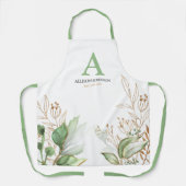 Persoonlijk Initiaal Groen Aquarel Schort (Voorkant)