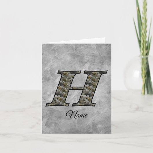 Persoonlijk initiaal H Hydrangeabloemen Monogram Notitiekaartje (Voorkant)