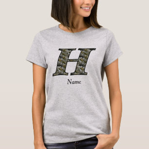 Persoonlijk initiaal H Hydrangeabloemen Monogram T-shirt