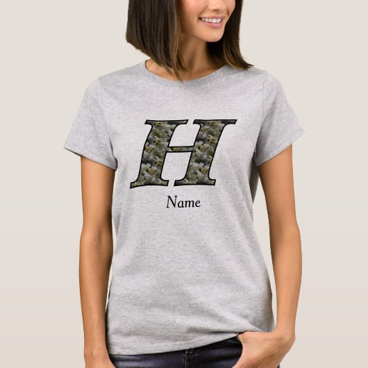 Persoonlijk initiaal H Hydrangeabloemen Monogram T-shirt (Voorkant)