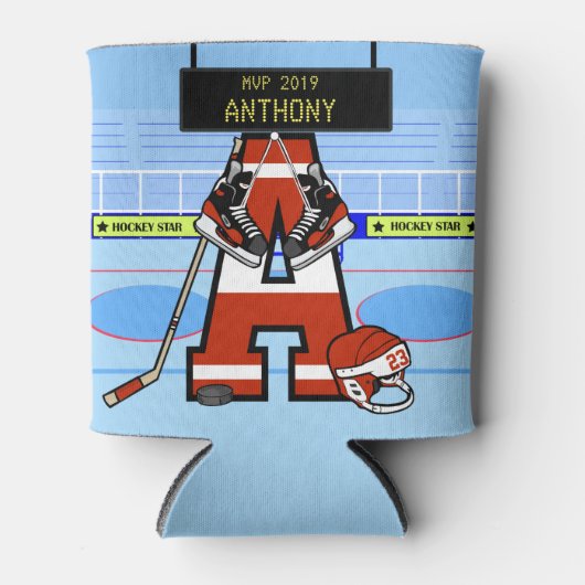 Persoonlijk Initiaal IJshockey Blikjeskoeler (Voorkant)