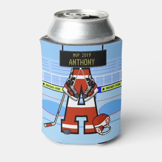 Persoonlijk Initiaal IJshockey Blikjeskoeler (Blikje Achterkant)