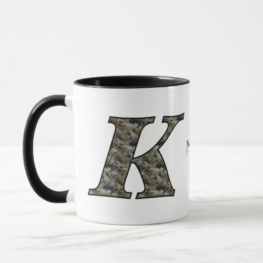 Persoonlijk initiaal K Hydrangeabloemen Monogram Mok (Links)