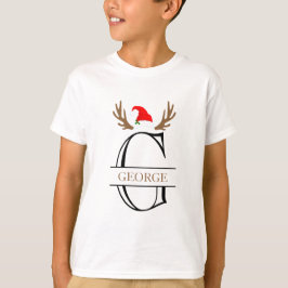 Persoonlijk Initiaal Letter G Xmas Pet Antlers T-shirt