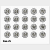 Persoonlijk initiaal M Hydrangeabloemen Monogram Ronde Sticker (Vel)
