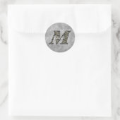 Persoonlijk initiaal M Hydrangeabloemen Monogram Ronde Sticker (Tas)