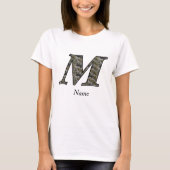 Persoonlijk initiaal M Hydrangeabloemen Monogram T-shirt (Voorkant)