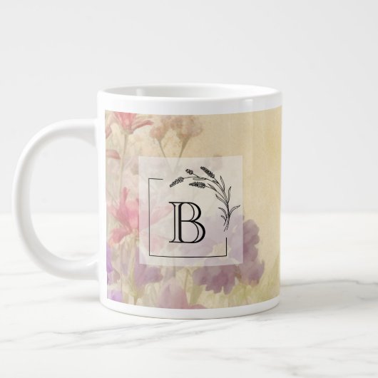Persoonlijk Initiaal Monogram Jumbo Grote Koffiekop (Links)