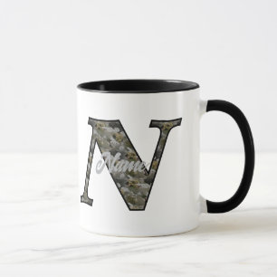 Persoonlijk initiaal N Hydrangeabloemen Monogram Mok