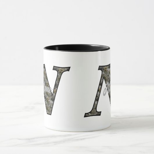 Persoonlijk initiaal N Hydrangeabloemen Monogram Mok (Midden)