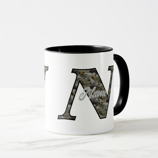 Persoonlijk initiaal N Hydrangeabloemen Monogram Mok (Voorkant rechts)