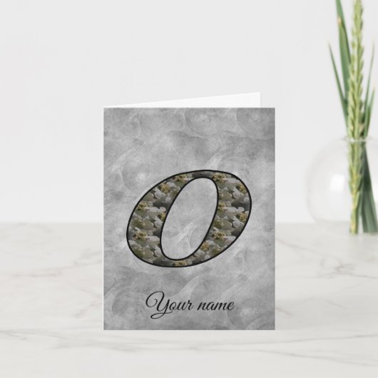 Persoonlijk initiaal O Hydrangeabloemen Monogram Notitiekaartje (Voorkant)