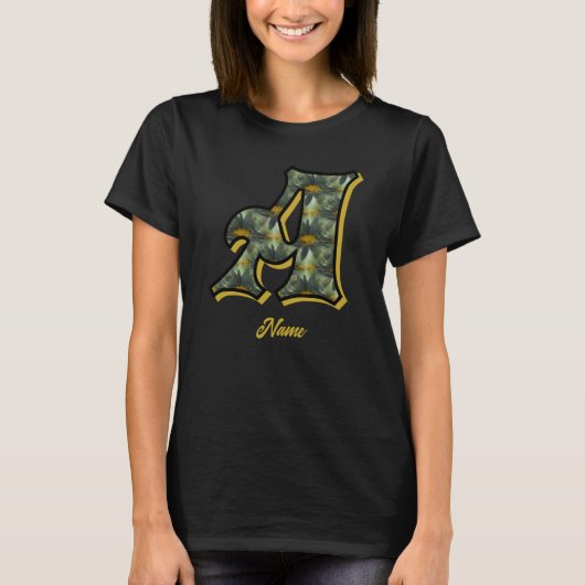 Persoonlijk initialen A madeliefjes bloem kunst mo T-shirt (Voorkant)