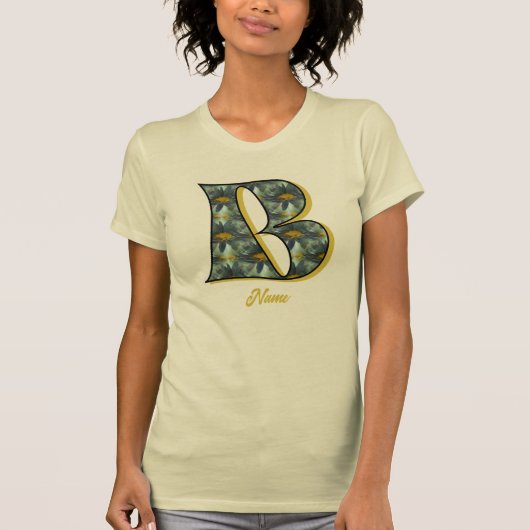 Persoonlijk Initialen B Madeliefje Bloem Kunst Mon T-shirt (Voorkant)