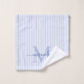 Persoonlijk Initialen Blauw & Witte Strepen Bad Handdoek (Wasdoekje)