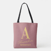 Persoonlijk Initialen Bruidsmeisje Stof Roze Tote Bag (Achterkant)