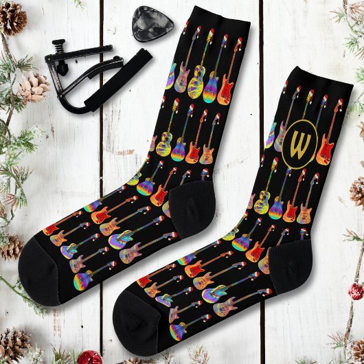 Persoonlijk Initialen Coole Gitaar Kerstmis Sokken