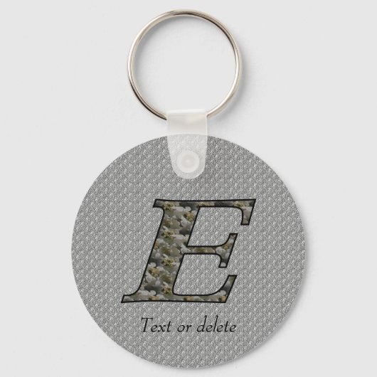 Persoonlijk Initialen E Hydrangea Bloemen Monogram Sleutelhanger (Voorkant)