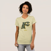 Persoonlijk Initialen F Madeliefje Bloemkunst Mono T-shirt (Voorkant volledig)