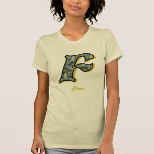 Persoonlijk Initialen F Madeliefje Bloemkunst Mono T-shirt