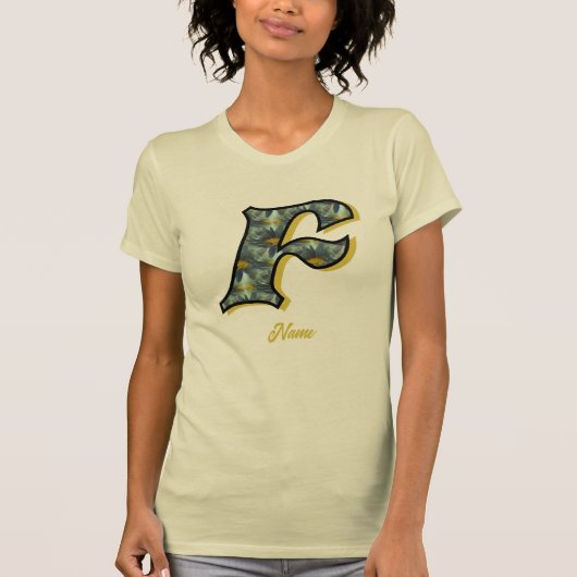 Persoonlijk Initialen F Madeliefje Bloemkunst Mono T-shirt (Voorkant)