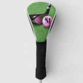 Persoonlijk Initialen Fantasie Schrift Roze Golfba Golfheadcover (Voorkant)