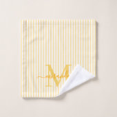 Persoonlijk Initialen Geel & Witte Strepen Bad Handdoek (Wasdoekje)