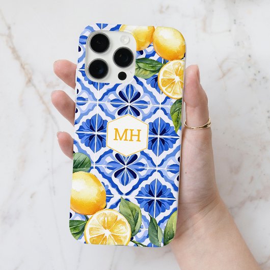Persoonlijk Initialen Mediterraan Gele Citroenen Case-Mate iPhone Case