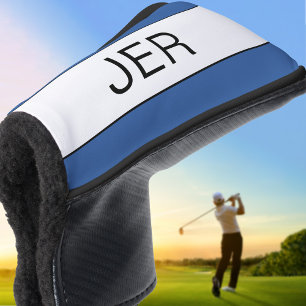 Persoonlijk Initialen Monogram Blauw Zwart Putter Golfheadcover
