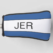 Persoonlijk Initialen Monogram Blauw Zwart Putter Golfheadcover (Voorkant)
