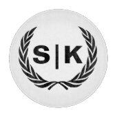 Persoonlijk Initialen Monogram met Laurierbladeren Snijplank (Voorkant)