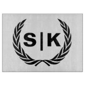 Persoonlijk Initialen Monogram met Laurierbladeren Snijplank (Voorkant)