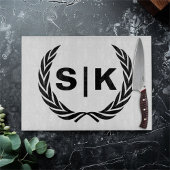 Persoonlijk Initialen Monogram met Lauwerbladeren Snijplank