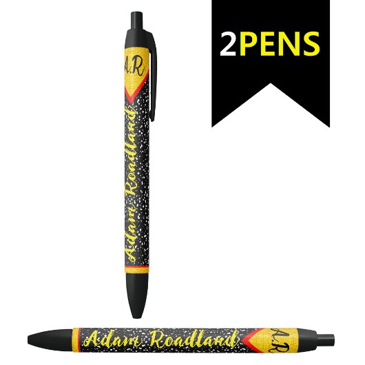 Persoonlijk Initialen Monogram Naam, Elegant Zwarte Inkt Pen