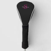 Persoonlijk initialen monogram zwart roze golfheadcover (Voorkant)