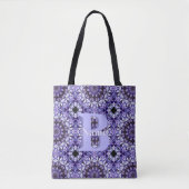 Persoonlijk Initialen Naam Bloem Kunst Tote Bag (Voorkant)