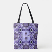 Persoonlijk Initialen Naam Bloem Kunst Tote Bag (Achterkant)