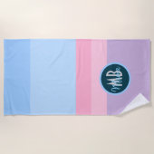 Persoonlijk initialen pastel roze & blauwe streep strandlaken (Voorkant)