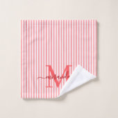 Persoonlijk Initialen Rood & Witte Strepen Bad Handdoek (Wasdoekje)