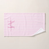 Persoonlijk Initialen Roze & Witte Strepen Bad Handdoek (Handdoek)