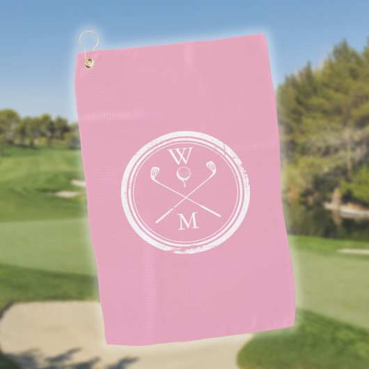 Persoonlijk Initialen Vrouwelijk Roze Golfhanddoek
