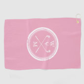 Persoonlijk Initialen Vrouwelijk Roze Golfhanddoek (Horizontaal)