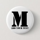 Persoonlijk Initialen Zwart Aangepast Modern Tekst Ronde Button 5,7 Cm (Voorkant)