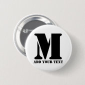 Persoonlijk Initialen Zwart Aangepast Modern Tekst Ronde Button 5,7 Cm (Voorkant /achterkant)