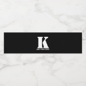 Persoonlijk Initialen Zwart Aangepast Modern Tekst Waterfles Etiket (Enkel label)